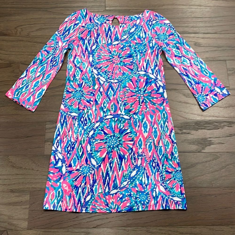 NWT Lilly Pulitzer Pink and Blue Bay Dress - Size XXS